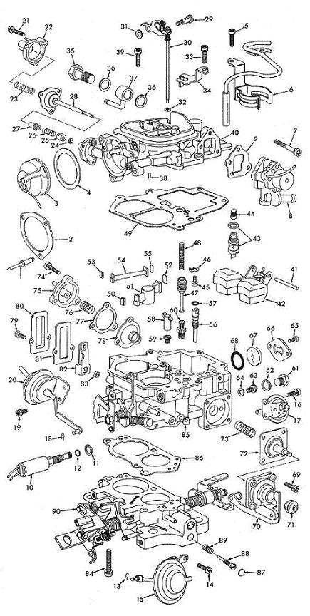 22R carburetor dissasembly diagram