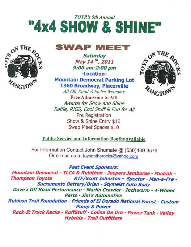 Swap Meet / Show & Shine Placerville, Ca May 14th