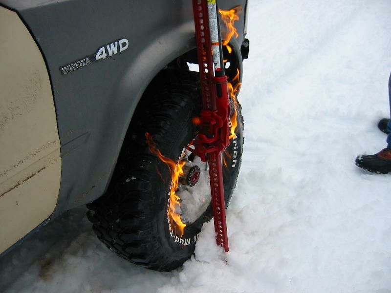 how to re-mount a tire in the snow....